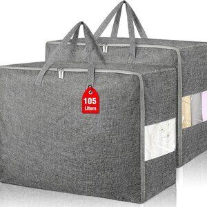 2Pack 105L Extra Large Storage Bags, Folding Moving‎ Comforter Blanket Storage